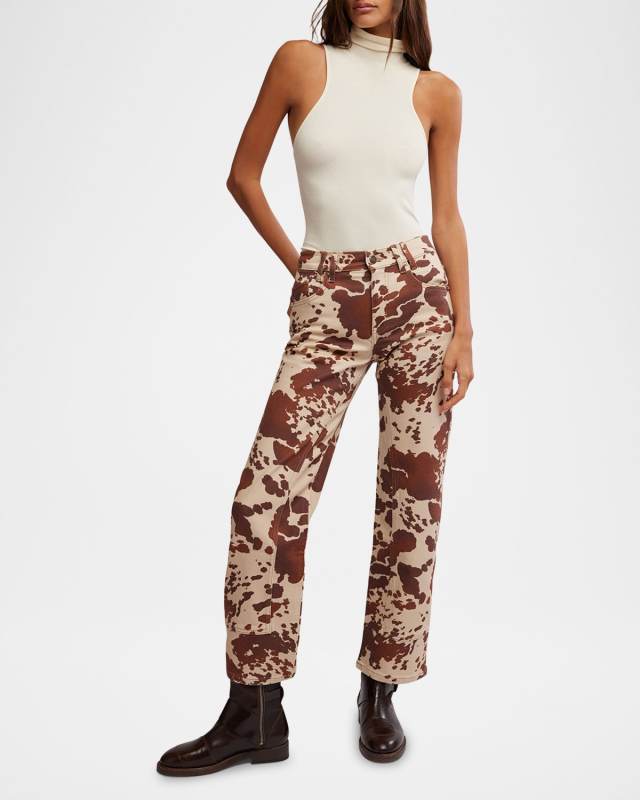 We The Free Risk Taker Mid-Rise Printed Jeans